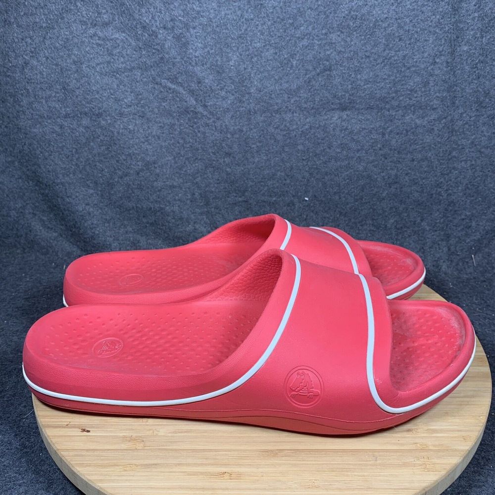Crocs Men’s Red Slides Size 11 Comfort Sandals Slip On Beach Summer‎